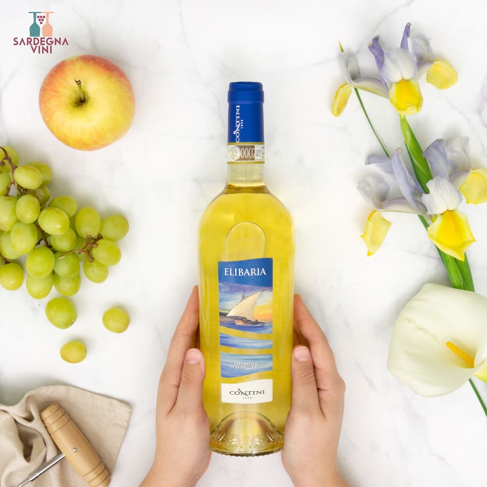 Elibaria Vermentino di Gallura 2024 wine bottle with elegant label, showcasing white wine from Cantina Contini.