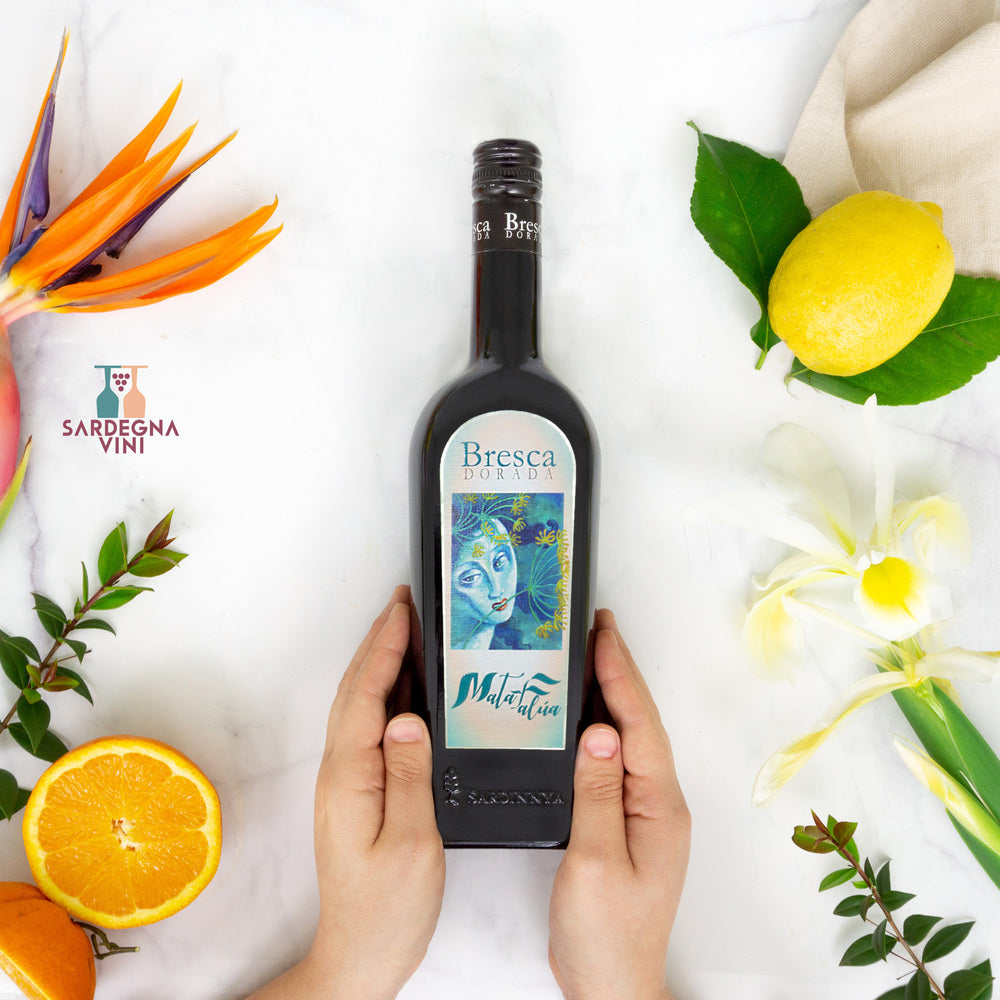 Bresca Dorada Matafalua Liquore al Finocchetto bottle with vibrant label and herbal fennel accents.